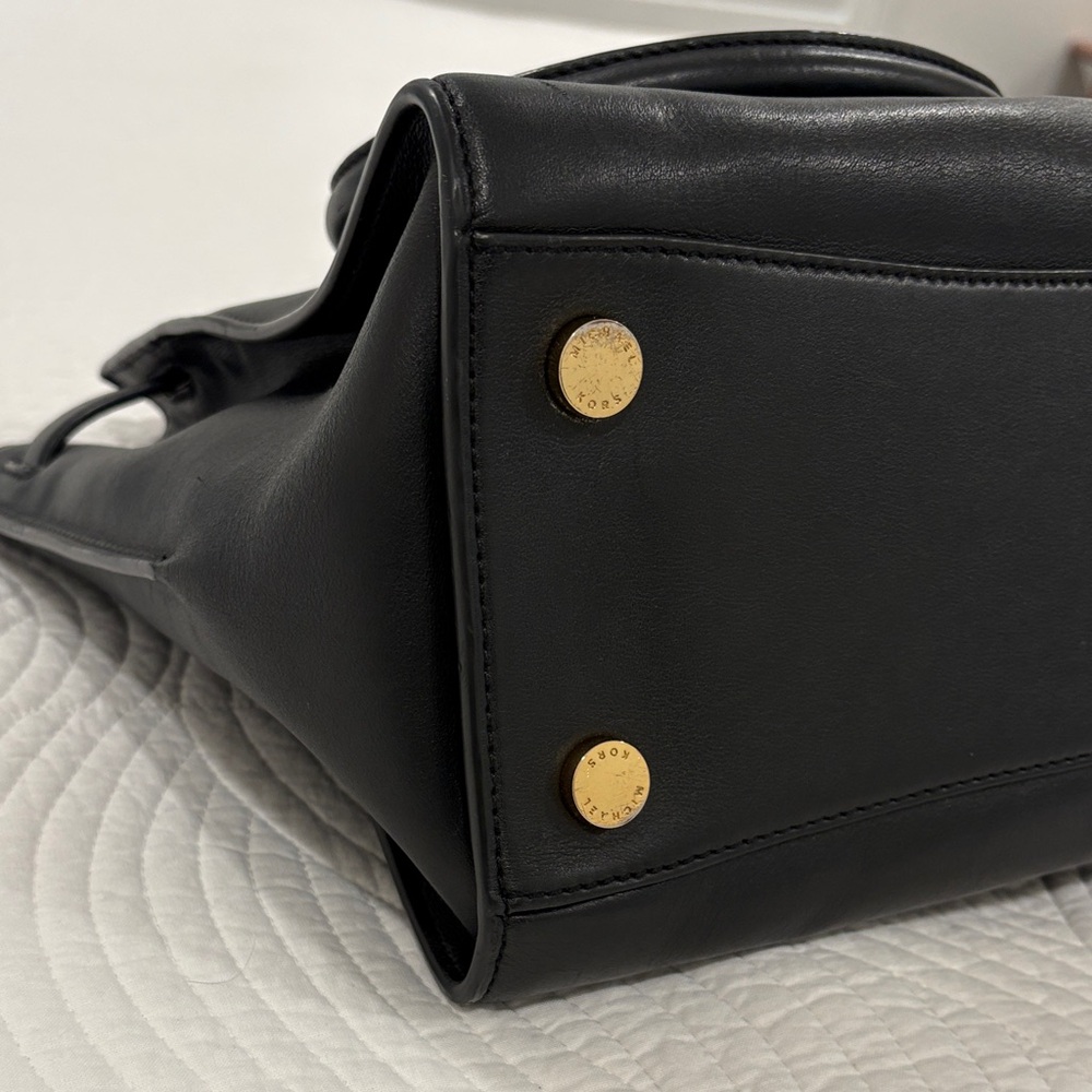 MICHAEL Michael Kors Black Hamilton Satchel with Gold Accents - Picture 7 of 15